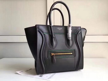 Replica Celine Medium Micro Luggage Bag Baby Drummed Calfskin Black
