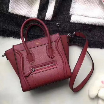 Replica Celine Micro Luggage Bag Baby Drummed Calfskin Red