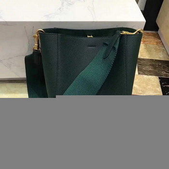 Replica Replica Celine Seau Sangle Small Bucket Bag in Soft Grained Calfskin Green