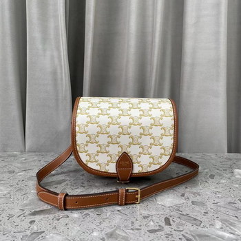 Replica Replica Celine Small Shoulder Bag In Triomphe Canvas And Calfskin White