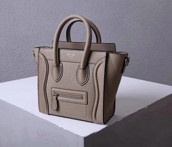 Replica Perfect Replica Celine Nano Luggage Bag in Durmmed Calfskin Gray