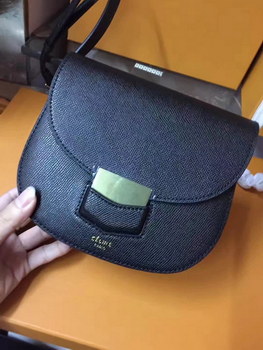 Replica Celine Women Trotteur Leather Shouer Bag Black