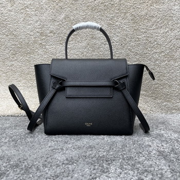Replica Shop Replica Celine Women 20CM Picov Belt Bag Grained Calfskin Black Gift For Girls