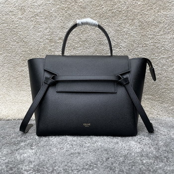 Replica Shop Replica Celine Women 24CM Picov Belt Bag Grained Calfskin Black Gift For Girls