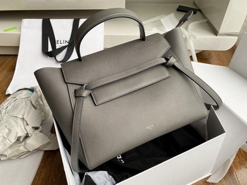 Replica Top Copy Celine Nano Belt Bag In Grained Calfskin Gray 28cm