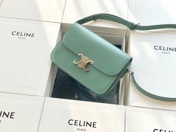 Replica Original Copy Celine Medium Triomphe Bag in Shiny Calfskin Light Green