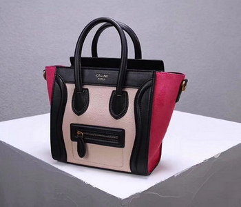 Replica Cheap Replica Celine Nano Luggage Bag in Multicolour Baby Grained Calfskin Rose Black White