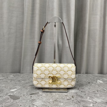 Replica Replica Triomphe Shoulder Bag In Triomphe Canvas And Calfskin White
