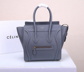 Replica Celine Micro Luggage Handbag In Satinated Natural Calfskin Light Blue