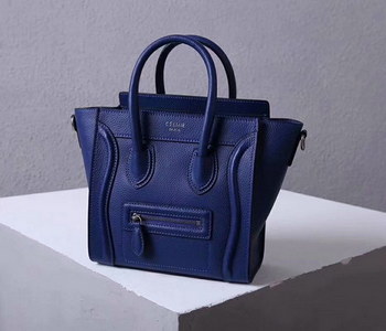 Replica Perfect Replica Celine Nano Luggage Bag in Durmmed Calfskin Blue