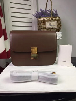 Replica 2017 New Celine Clasp Classic Box 8601 Women Leather Handbags Chocolate