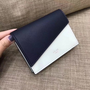 Replica Celine Diagonal Card Holder In Burgundy And Light Burgundy Smooth Lambskin Blue