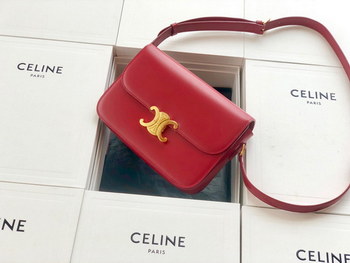 Replica Original Copy Celine Medium Triomphe Bag in Shiny Calfskin Red