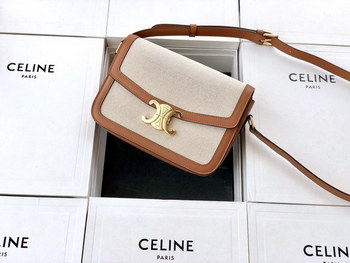 Replica Original Copy Celine Medium Teen Triomphe Bag in Textile and Natural Calfskin