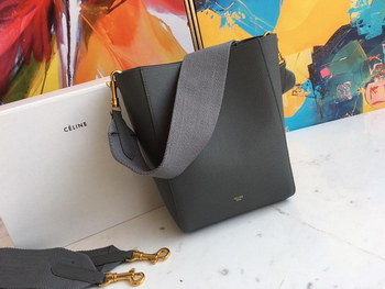 Replica Celine Seau Sangle Small Bucket Bag in Soft Grained Calfskin Gray
