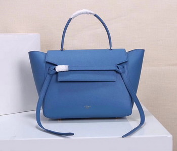 Replica Celine Women Mini Belt Bag in Grained Calfskin Leather Blue