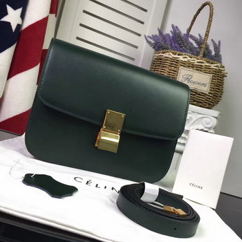Replica 2017 New Celine Clasp Classic Box 8601 Women Leather Handbags Green