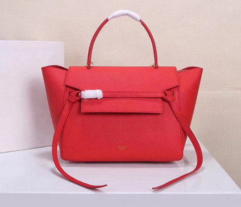 Replica Celine Women Mini Belt Bag in Grained Calfskin Leather Red