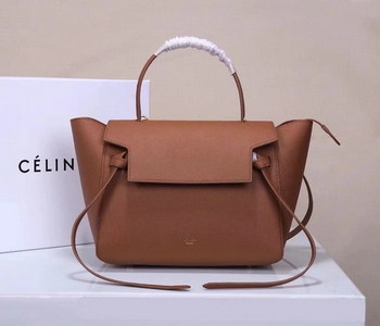 Replica Celine Women Mini Belt Bag in Grained Calfskin Leather Coffee
