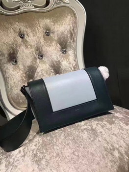 Replica Celine Medium Frame Shoulder Bag Dark Blue and White