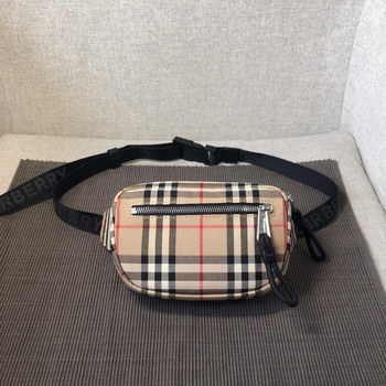 Replica Replica Burberry Vintage Check and Leather Men Crossbody Belt Bag Archive Beige