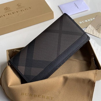 Replica Replica Burberry Men Vintage Check Leather Long Wallet Black Br01