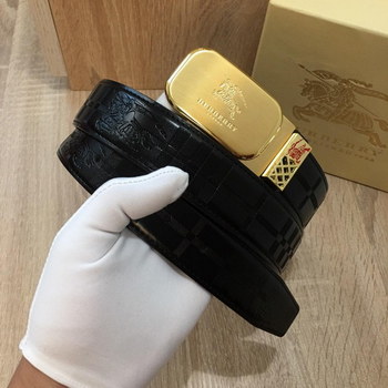 Replica Burberry 34cm Reversible Men Leather Belt With Gold Buckle 008
