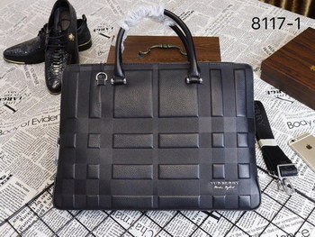 Replica Burberry 8117 1 Men Leather Briefcase Bag Black