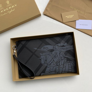 Replica Replica Burberry Men EKD London Check Zip Pouch Charcoal Black