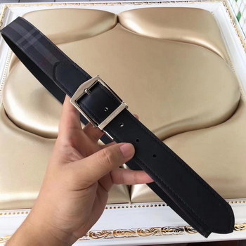 Replica Burrberry 35cm Reversible Leather Belt With Silver Buckle 004