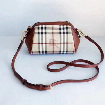 Replica Burberry House Check and Leather Mini Women Shoulder Bag Brown
