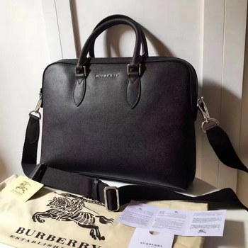 Replica Burberry London Leather Men Briefcase Black