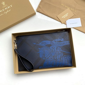 Replica Replica Burberry Men EKD London Check Zip Pouch Blue