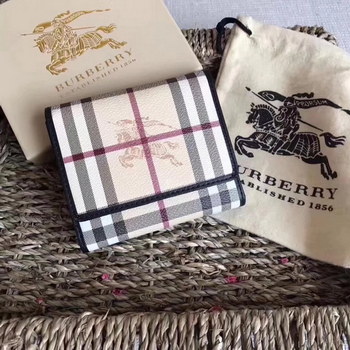 Replica Burberry Haymarket Check and Leather Women Small Wallet