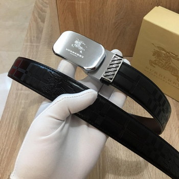 Replica Burberry 34cm Reversible Leather Belt With Silver Buckle 009