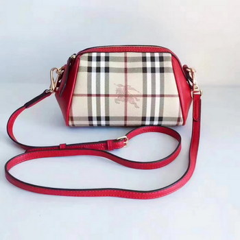 Replica Burberry House Check and Leather Mini Women Shoulder Bag Red
