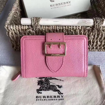 Replica Burberry Textured Leather Continental Women Wallet Pink