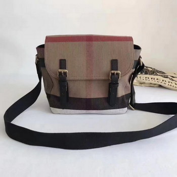 Replica Burberry Small Canvas Check Messenger Bag Coffee