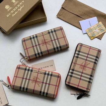 Replica Replica Burberry 40614811 Women Haymarket Check and Leather Ziparound Wallet 3 Color