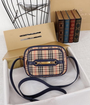 Replica Fake Burberry The 1983 Check Link Camera Bag Calf Leather Blue