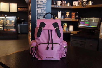 Replica Burberry The Small Pink Rucksack in Technical Nylon and Leather