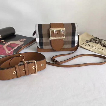 Replica Burberry Small Buckle Shoulder Canvas Black Coffee