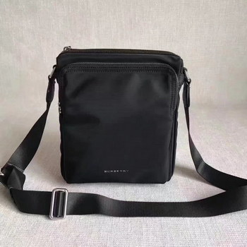 Replica Burberry Men Small Technical Crossbody Bag with Leather Trim Black