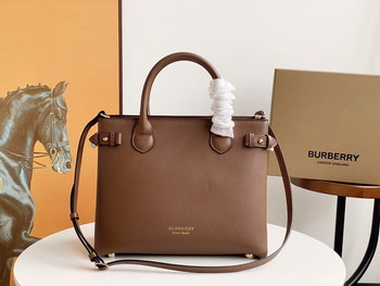 Replica Replica Burberry Tote Bag Khaki Leather 34cm