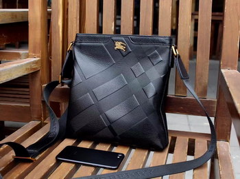 Replica Burrberry 0243 3 Men Leather Messenger Bag Black