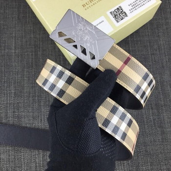 Replica Replica Burberry 35cm Reversible Leather Belt With Silver Buckle 011