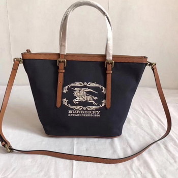 Replica Burberry BR002 Women Shopping Shoulder Bag Blue And Coffee