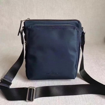 Replica Burberry Men Small Technical Crossbody Bag with Leather Trim Blue