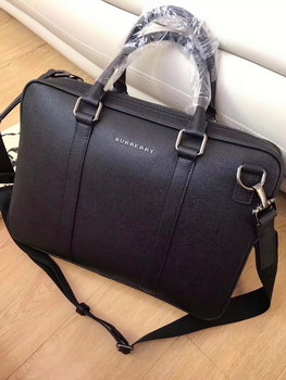 Replica Burberry London Men Leather Briefcase Black
