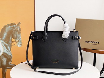 Replica Replica Burberry Tote Bag Black Leather 34cm